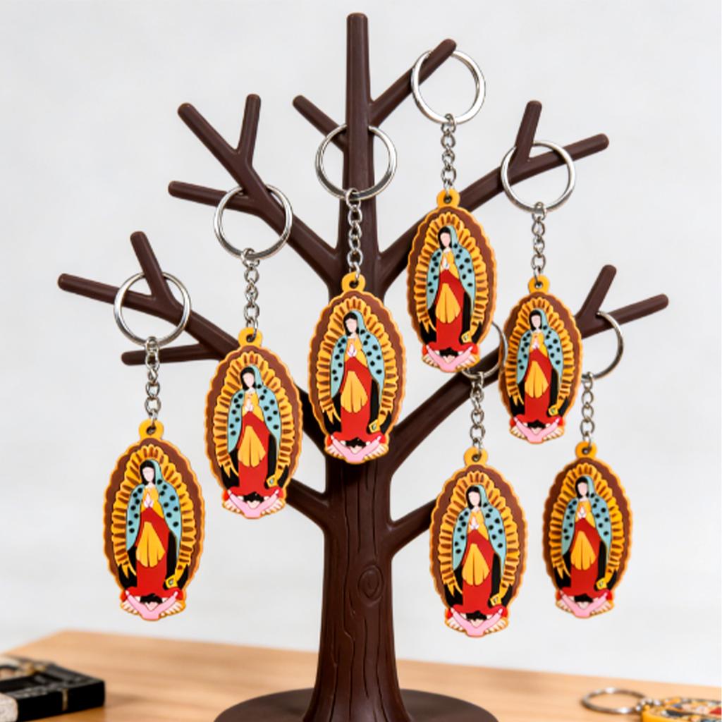 50Pcs Virgen De Guadalupe Keychain Gifts Bulk Mexican Lady Of Guadalupe Keyrings Religious First Communion Supplies