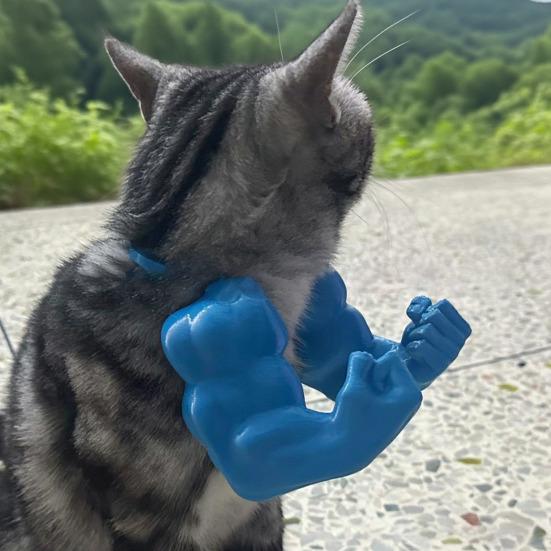 2Pcs Cat Muscle Arm 3D Printed Funny Cat Neck Arm with Muscle Superhero Cosplay Costume Funny Pet Photography Props Birthday Party Supplies