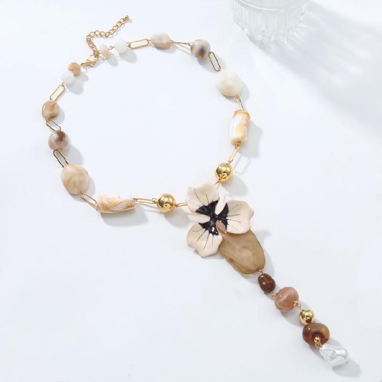 Eye Catching Overscale Floral Resin Pendant Necklace Daily Wear Neckchain Elegant Jewelry for Parties Event