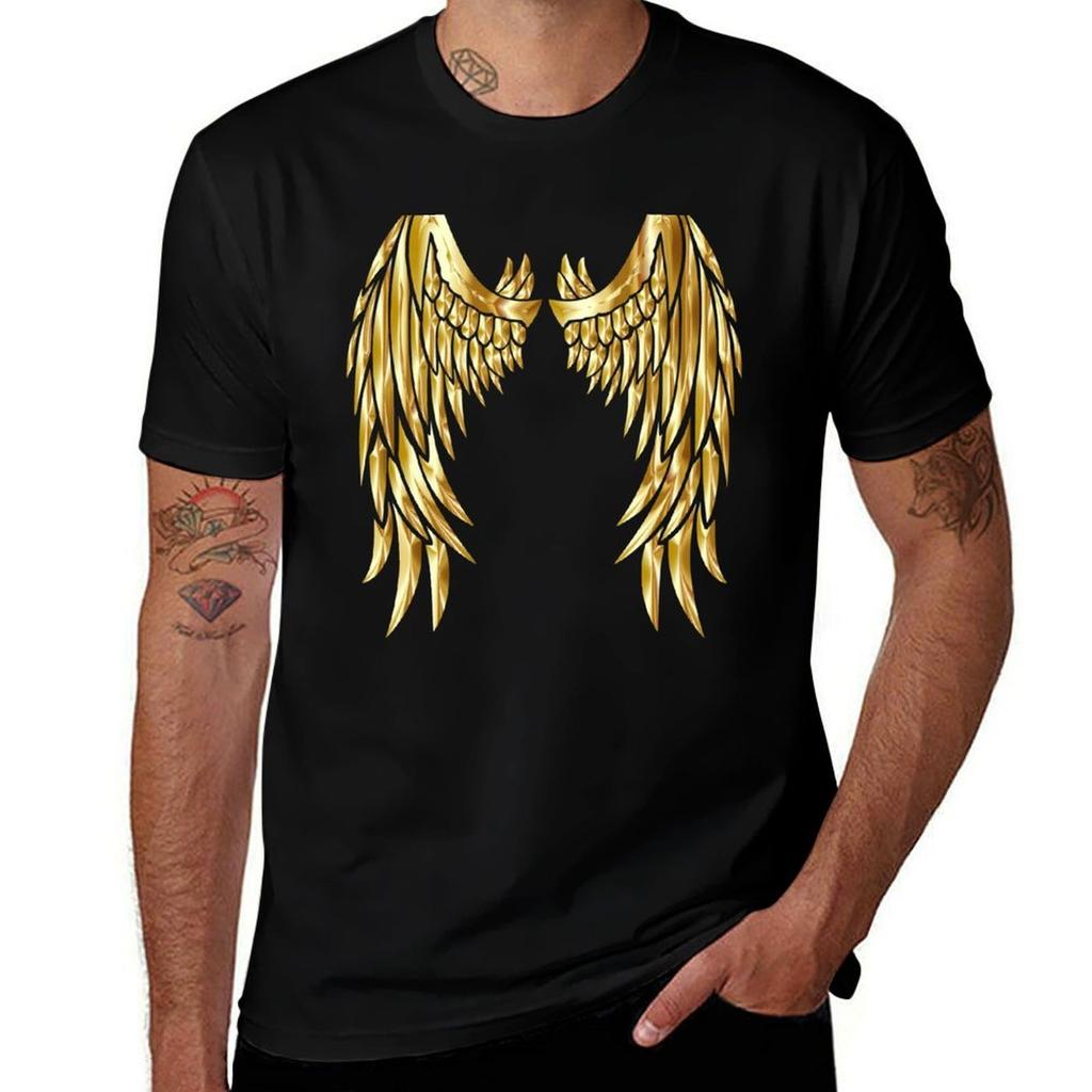 Gold Angel Wings TShirt Abstract Pattern Print Top