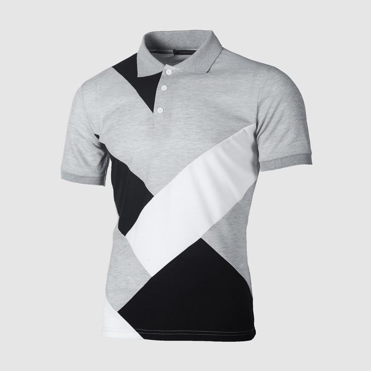 Digital 3D Printed Men'S Polo Shirt Men'S Casual Splicing Color Short Sleeve Shirt