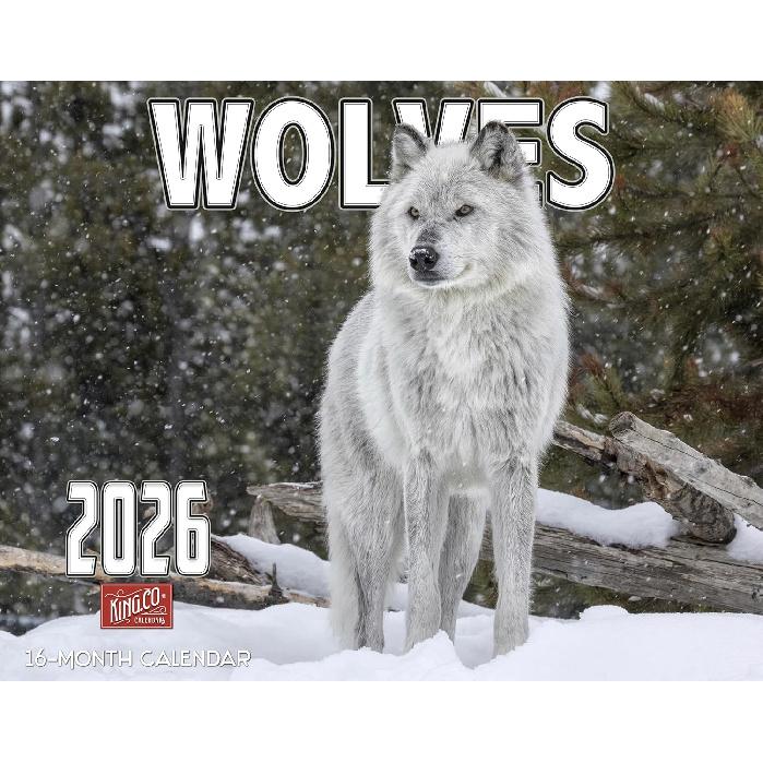 2026 Wolves Wall Calendar 16-Month X-Large Size 14x22, Majestic Wolf Calendar by The KING Company-Monster Calendars 2026 Wolves Wall Calendar