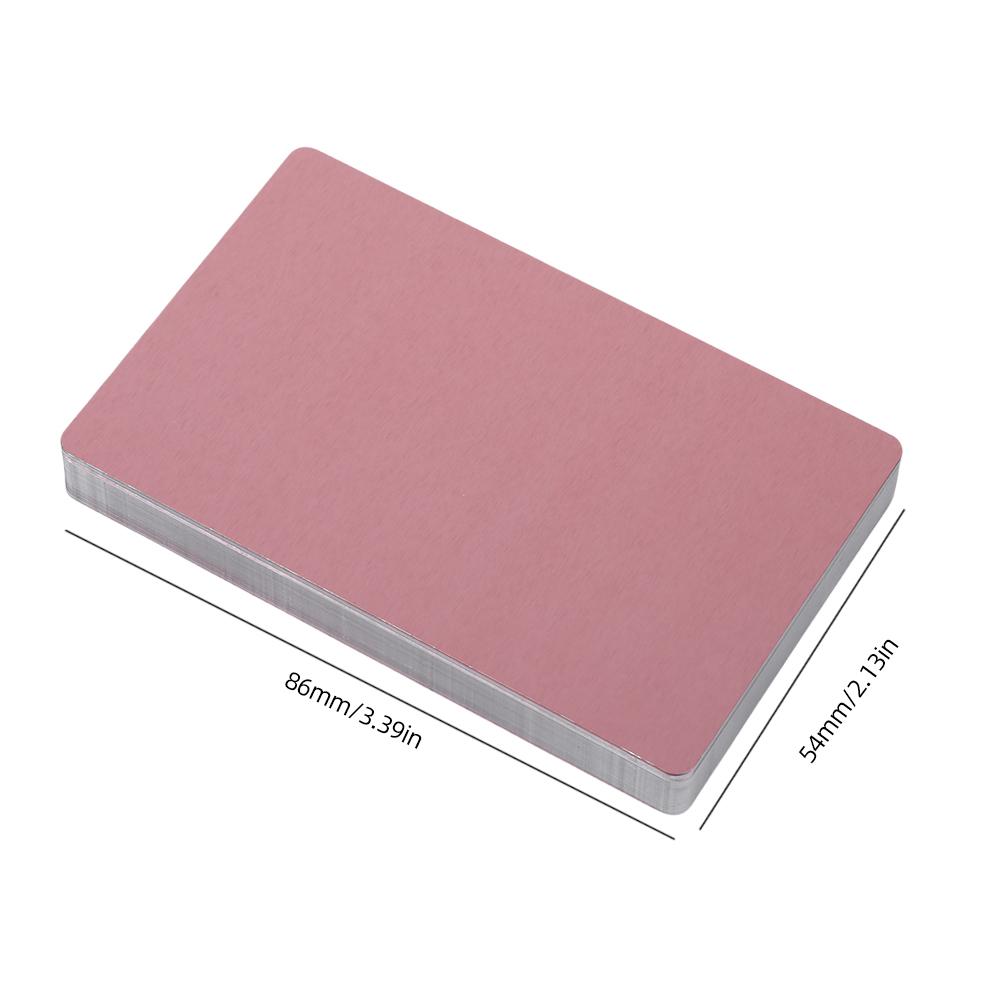 50-250PCS Cartões de Visita de Metal liga de alumínio Cartão em Branco para Cliente Gravação a Laser DIY Cartões de Presente para Negócios 7 Cores Opcionais