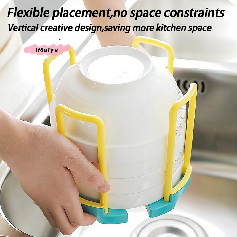 M-Portable Retractable Bowl Holder Drain Removable Cabinet Dishes Storage Rack Water Cup Kitchen Organizer