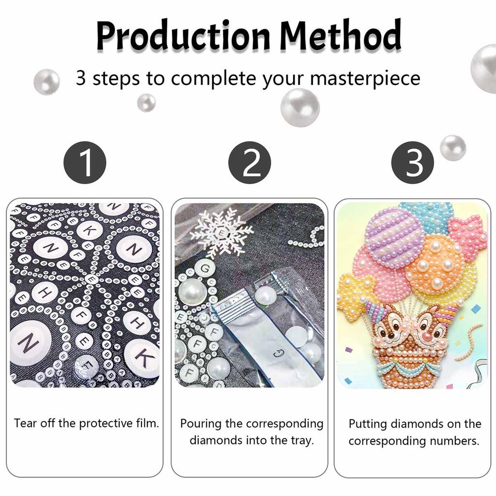 Disney 5D DIY Pearl Painting Kit, Chipmunk Hot Air Balloon Home Bedroom Wall Decor Crafts Handmade Gift
