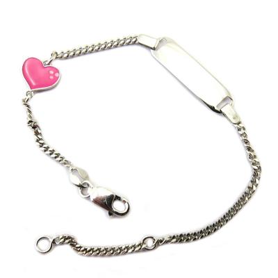 [P2318] - Silver Bracelet 'Bambino' Silver Pink (heart) Rhodium-plated