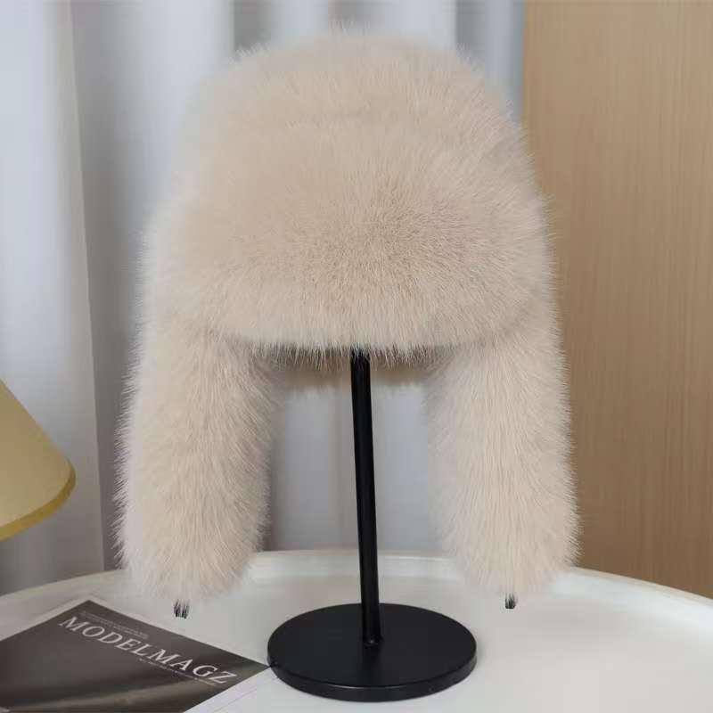 Cappello invernale coreano da donna in peluche Lei Feng - Berretto spesso, alla moda e antifreddo per la protezione delle orecchie, perfetto per lo sci