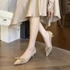 Premium Textured Cashmere~ Bow Pointed High Heels Women's Thin Heels Shallow Mouth Single Shoes Spring and Autumn Versatile