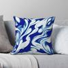 Blue White Swirls Square Pillowcase Polyester Linen Velvet Pattern Zip Decor Sofa Seater Cushion Cover
