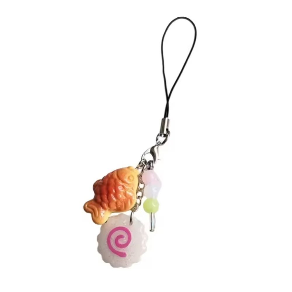 Street Food Fish Cake Keychain Japanese Dango Phone Charm Food Taiyaki Pendant Friends Gift