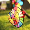 Children Kids Colorful Triple Wheel Rainbow Pinwheel Wind Spinners Garden Windmill Windmill Toys