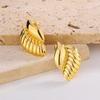 Light luxury earrings temperament niche design feeling maple leaf earrings titanium steel plated 11k gold Internet celebrity electroplated earrings