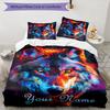3PC Custom Name Wolf Spirit Artwork Bedding Set Duvet Cover Closure Includes 1 Duvet Cover & 2 Pillowcases for Bedroom