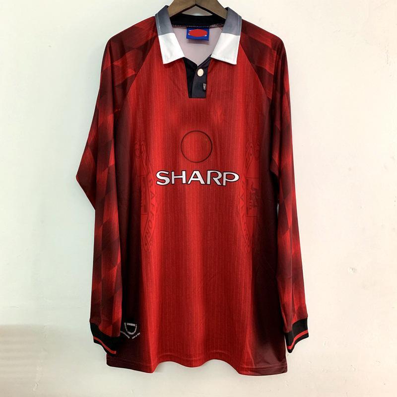 Man L retro jersey 9596 season Red Devils home Cantona Beckham long-sleeved football jersey set football S красный