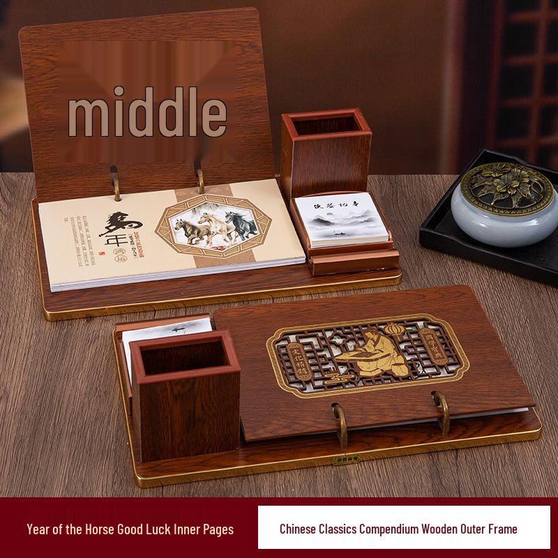 2026 Chinese Wooden Weekly Desk Calendar: Year of the Horse Creative Ornament Gift Set