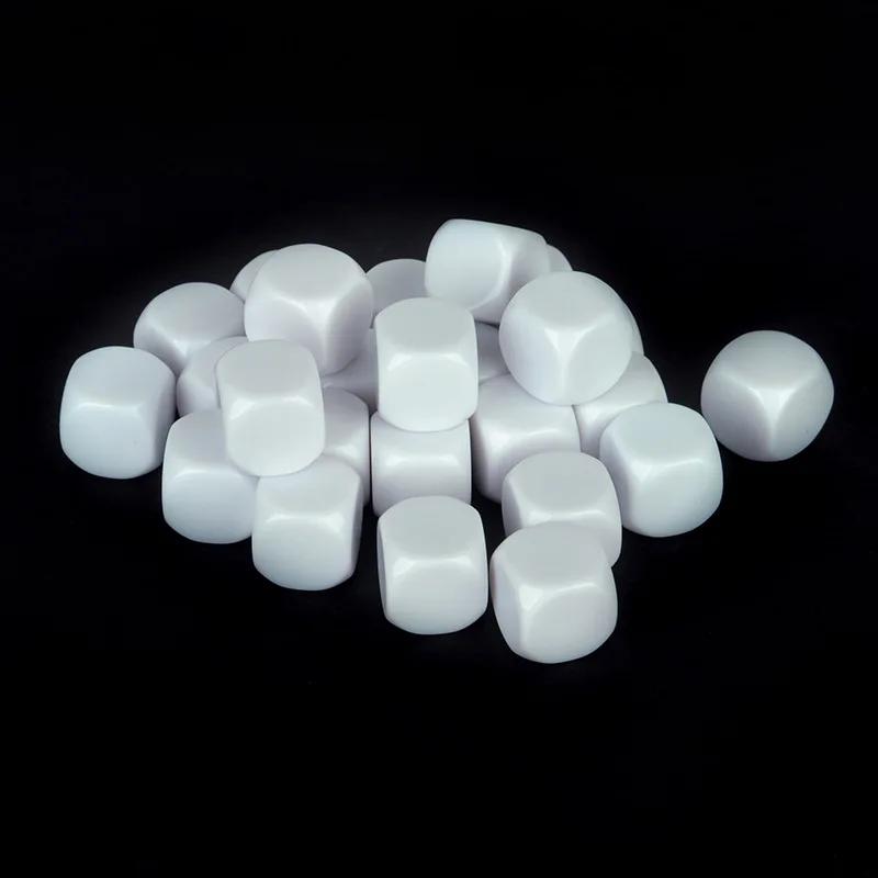 10Pcs 18mm D6 Round Corner Empty Acrylic White Blank Dice For DIY Board Game Write Painting Graffiti Props Educational Toys Tool