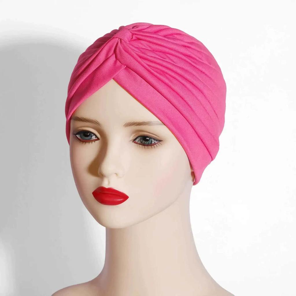 New Women Solid Color Hijab Turban Cancer Beanie Bonnet Inner Hijabs Cap Hair Loss Chemo Hat Elastic Head Cap Muslim Indian Hat