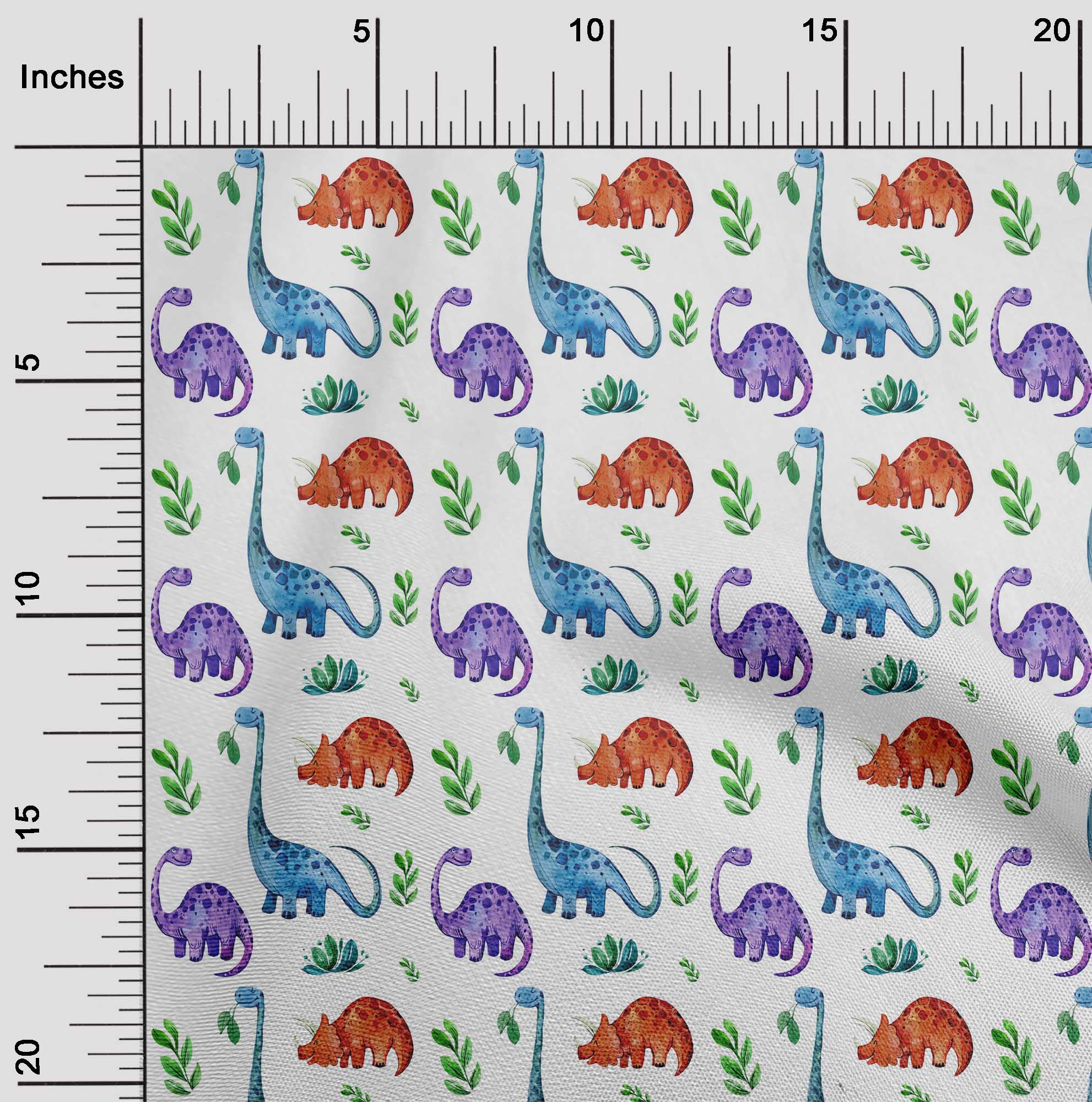 

oneOone Бавовняна флекс сірувато-блакитна тканина Динозаври та листя Приладдя для стьобання Тканина для шиття з принтом у дворі 40 дюймів 42 Inch Wide - Viscose Chiffon білий