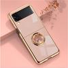 Suitable for Samsung Galaxy Z Flip6 Electroplated Mobile Phone Case ZFlip3 Ring Bracket Magnetic Car Protection Case