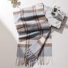 Autumn and winter new lamb wool scarf women's light luxury high-end plaid narrow scarf fringed versatile warm scarf