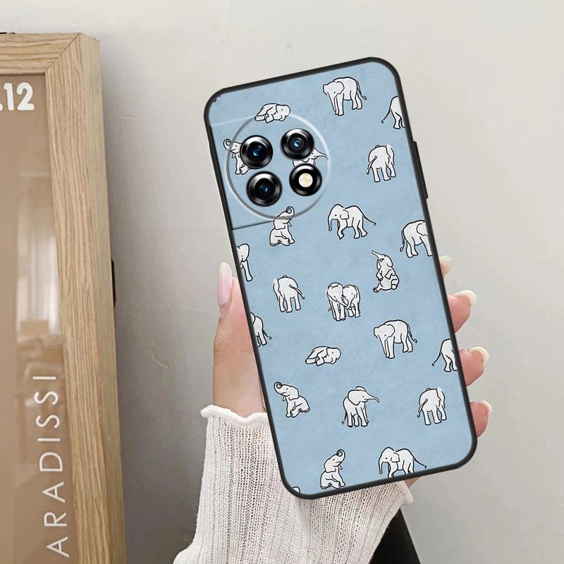 Cute Baby Elephant Case For OnePlus Nord CE 5 3 4 Lite N20 N30 OnePlus 13T 10T 8T 11 12 13 15 R 9 10 Pro Cover