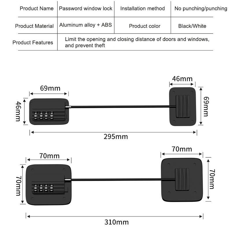 New Digital Password Limit Positioning Combination Lock Baby Safety Children Protection Sliding Closet Window Safety Fridge Lock