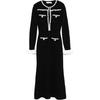 Color Block Long Sleeve Wool Dress Women Dresses Black RS25087MB
