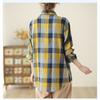 Long Sleeve Lapel Button Down Chest Pocket Shirt Women Art Retro Loose Double-layer Cotton Yarn Plaid Shirts Top for Women