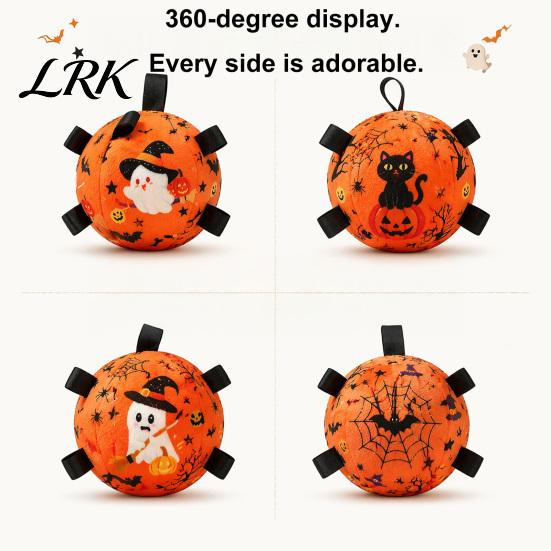 Interactive Pet Supplies Squeaky Dog Chew Ball Toy for Halloween, Bite Resistant Plush Toy, Teething Small Medium Large Breeds Dogs Tug Toys