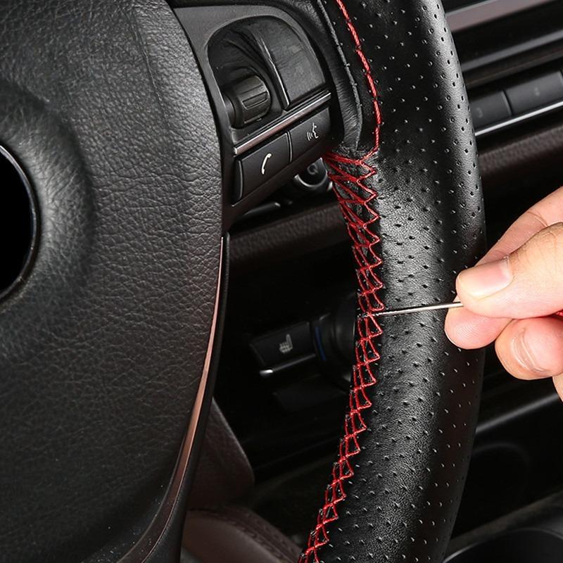 Car Steering Wheel Cover Needles And Braid Thread Car Covers Suite 6 Color DIY Texture Soft Auto Accessories