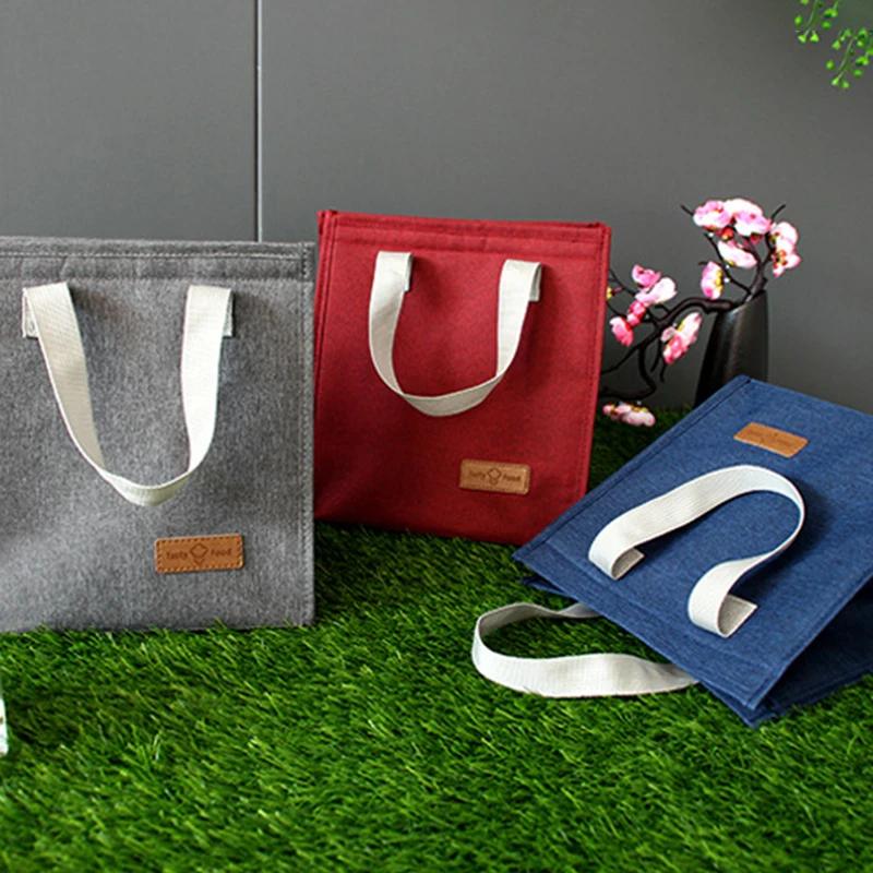 Durable Oxford Insulated Lunch Bag With Leakproof Thermal Lining Handle For Office School Picnic Travel