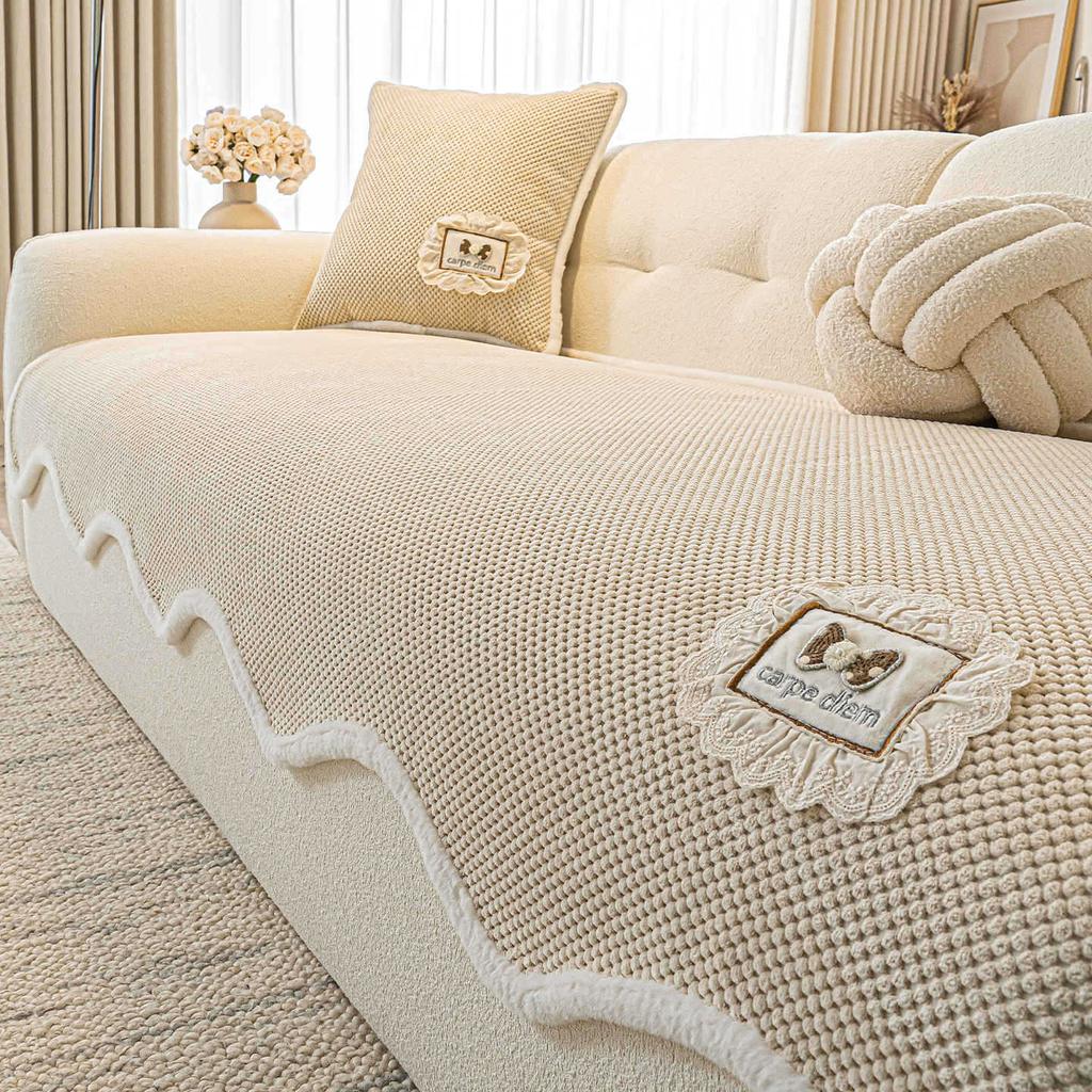 Cream wind special-shaped sofa cushion universal in all seasons 2025 new irregular sofa seat cushion fixed non-slip cover cloth towel