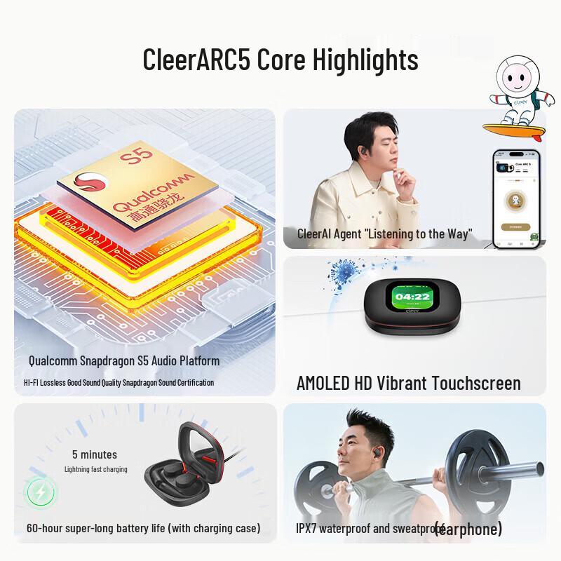 Cleer ARC5 Sport Open-Ear AI Bluetooth Headphones