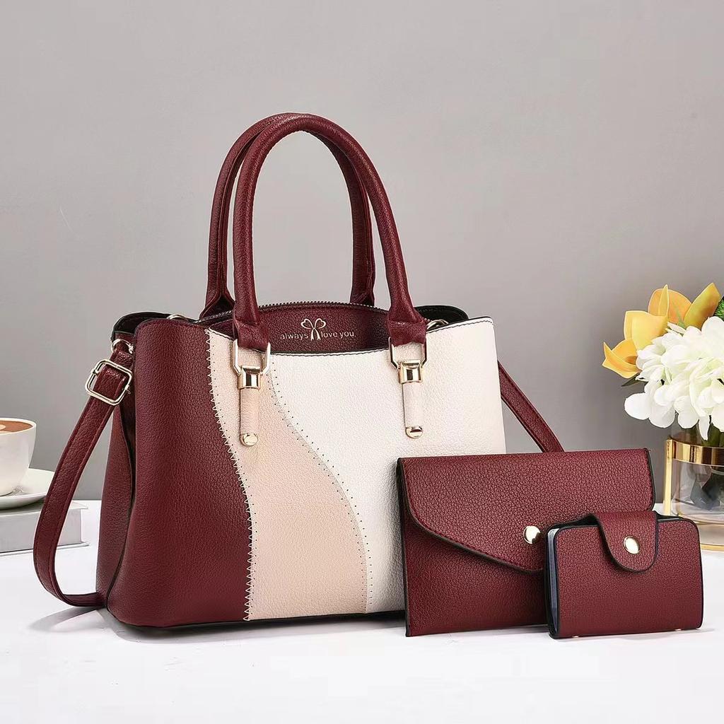 Women's Bag Three Sets of New Color Contrast Handbag Large Capacity Mother Fashion Women's Bag Foreign Crossbody Bag Women's Shoulder Bag