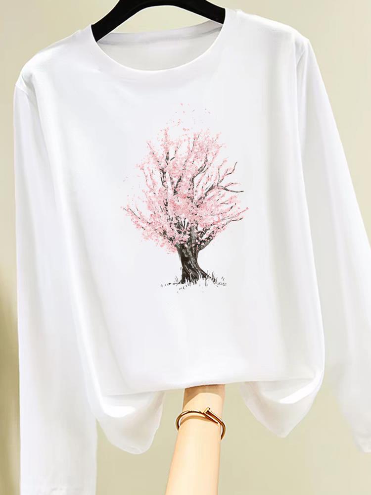 (Asian Size) letter love trend Clothing Women Graphic Tee o-neck Print T Shirt Casual autumn winter spring Fashion Top Long Sleeve T-shirts
