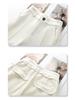 Beige Fleece-Lined Wide-Leg Woolen Pants for Women - New 2024 Autumn/Winter Collection