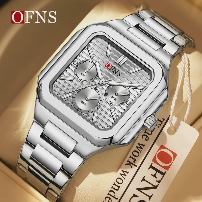 OFNS Fashion Men's Quartz Watch Elegant Clock Calendar Luminous Wristwatch Business Casual Watches