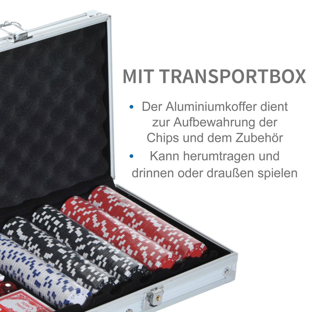 500PCs Poker Chip Set Casino Games 2 Card Decks, Dealer Button, Dice w/Lockable Aluminum Case