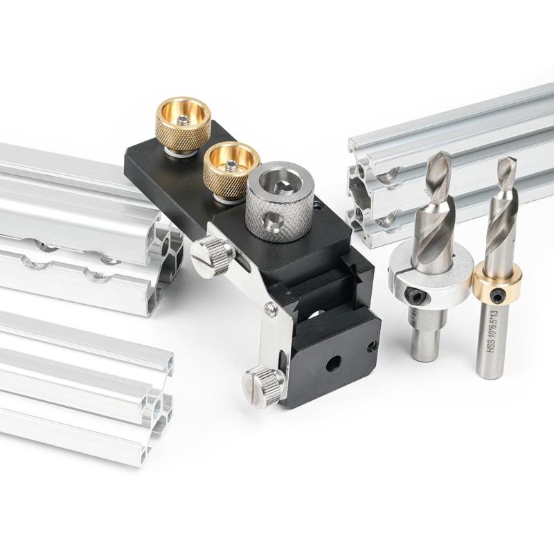 Aluminum Extrusion Positioning Drill Guide For Construction Furniture Assembly And Mechanical Projects