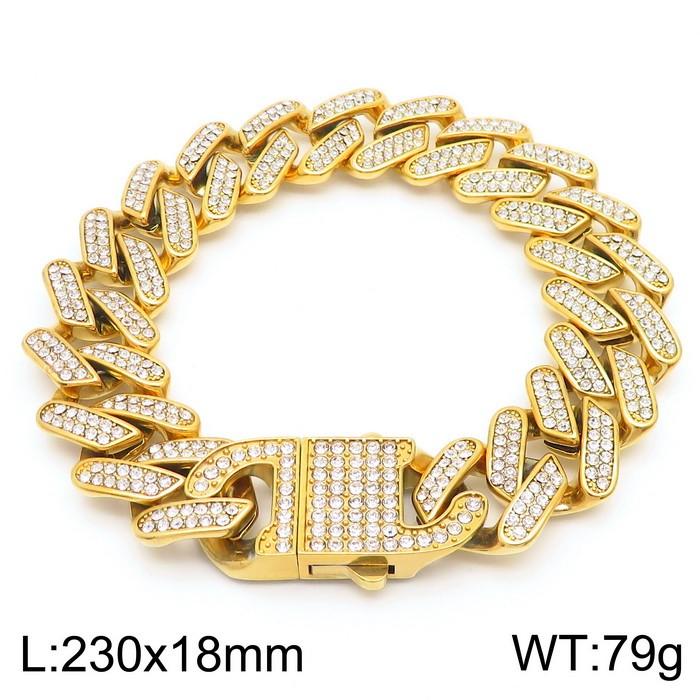 Hip Hop Shiny Rhinestones Bracelet for Men Women High Quality Zircon Cuban Miami Charm Chunky Figaro Chain Gold Color Jewelry