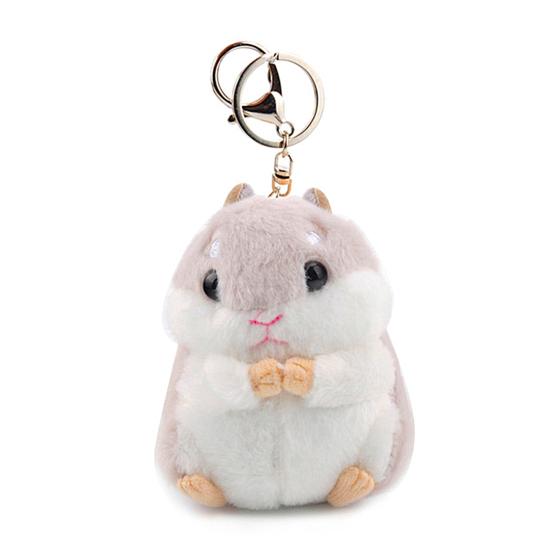 

Брелок в виде плюшевого хомяка серый