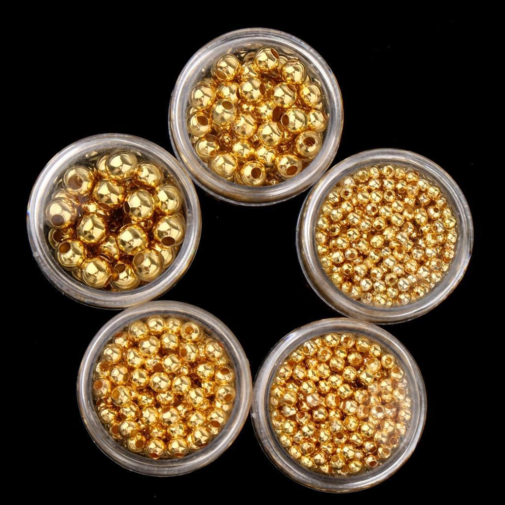 / Gold Smooth Round Metal Beads Assorted Bottles