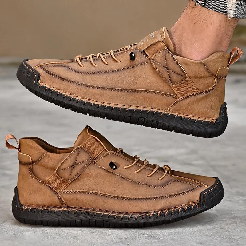 Fashion Handmade Leather Men Shoes Casual Slip On Loafers Breathable   Men Flats Plus Size luxury designer shoes  zapatos hombre