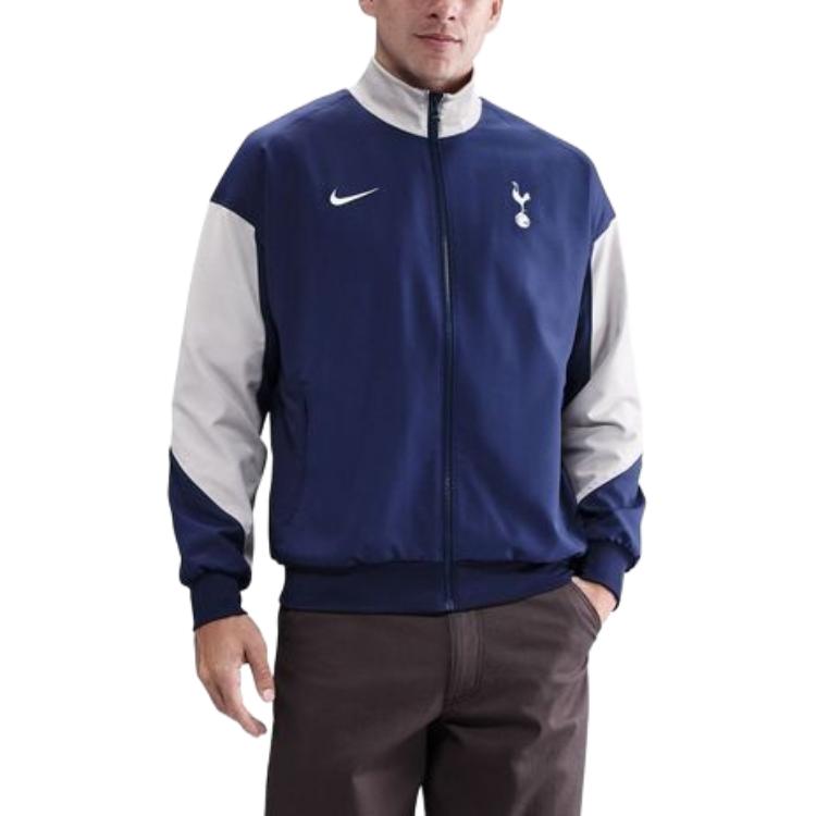 Nike Color Block Logo Stand Collar Long Sleeve Loose Jacket Men Jackets Blue HJ6401-424