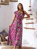 European and American Summer New Waist Off-the-shoulder Printed Long Casual Dress for Women