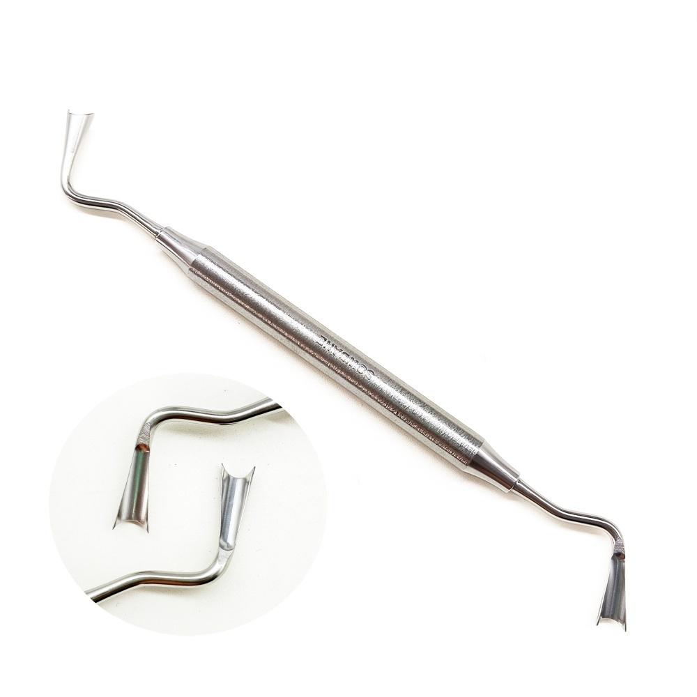 Nerezový zubný implantát, gingiválny retraktor, gingiválna retrakcia, zubný separátor ďasien, izolácia chirurgického nástroja s dvojitými koncami