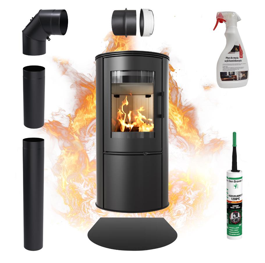 Steel Stove KRATKI ROLLO Ø 150 7 kW Set