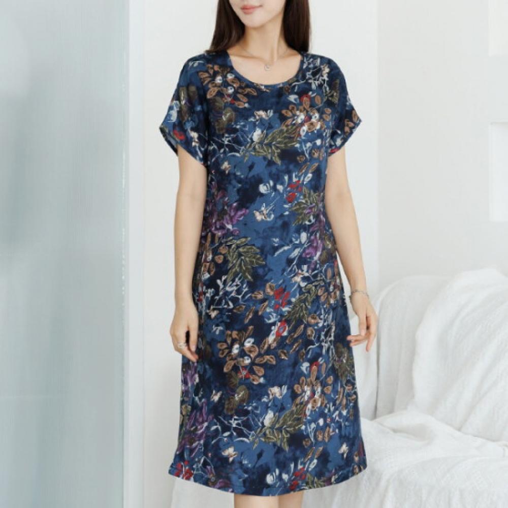 Dedra Women Pattern Short Sleeve Cooling Dress Ope3016