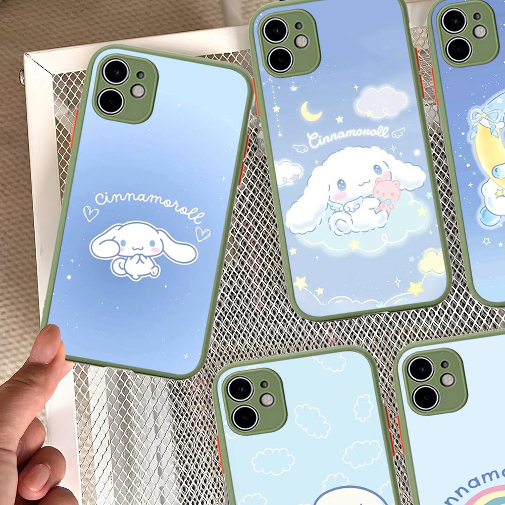 Caroon Cute C-Cinnamorolls Matte Transparent Phone Cover For iPhone Case 16 15 14 13 12 11 Pro Max X XS Max Plus