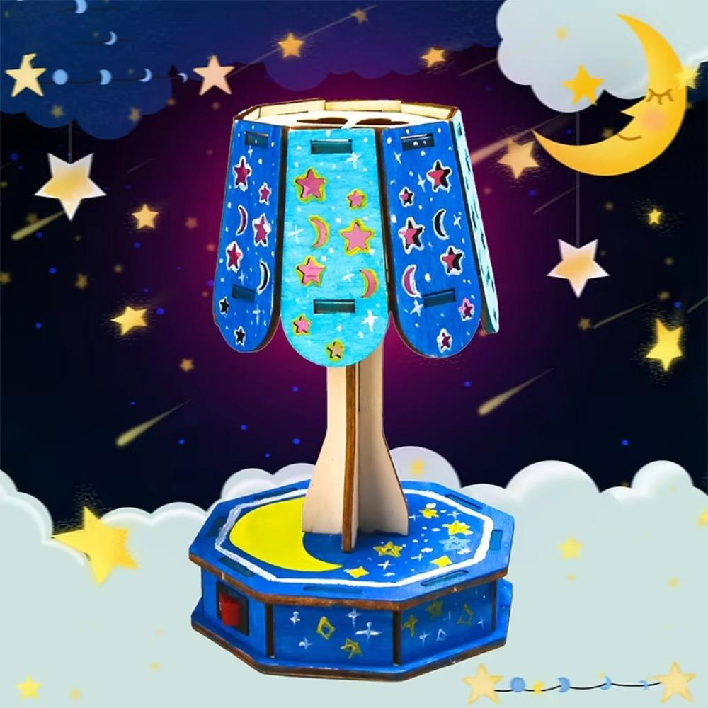 Assembly Model Set Building Model Kits Wooden Light-controlled Lamp Wooden Puzzle Games  Home
